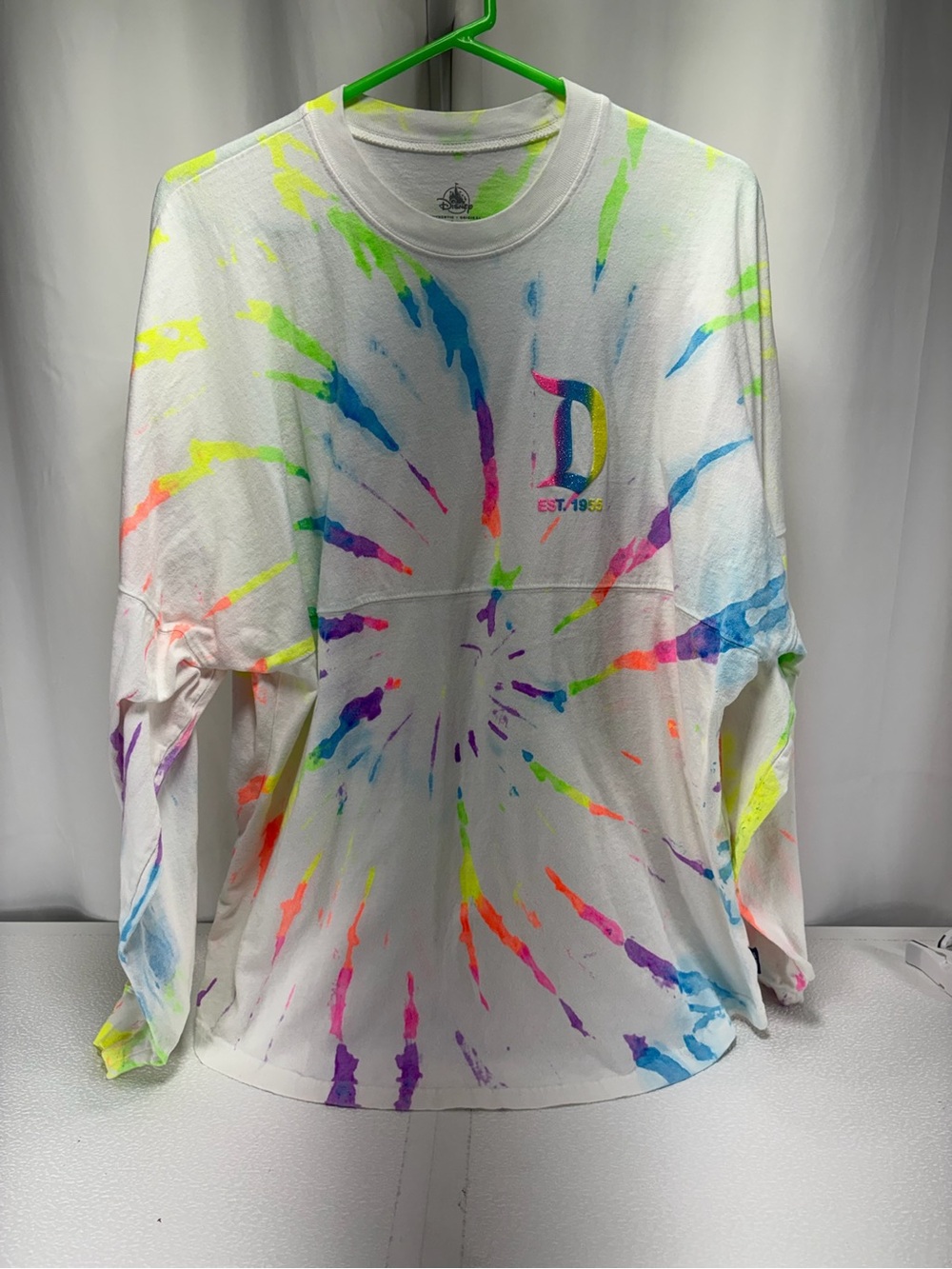 Disney Neon Multicolor Tie-Dye White Long Sleeve Tee 4574